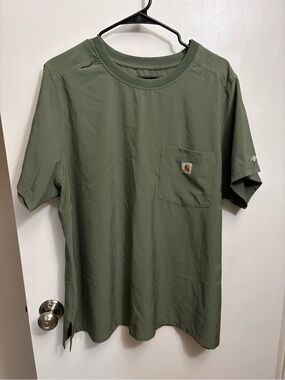Carhartt Force Olive Green Scrub Top